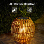 Livinlarge Hanging Solar Lantern Outdoor Waterproof, Large Solar Rattan Lantern Outdoor with Twine Handle, Bright Outdoors Hanging Lights with Edison Bulb for Garden Patio Yard Decoration - style: Solar Lantern