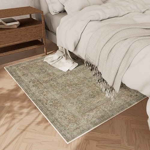 Machine Washable Small Rugs for Kitchen: Door Mat Indoor Entrance 2x3 Entryway Rug Stain Resistant Non-Slip Low Pile Soft Throw Carpet for Front Door Indoor Entrance Entry Bedroom Nursey - color: Vintage Brown, size: 2' x 3' (Rectangular)
