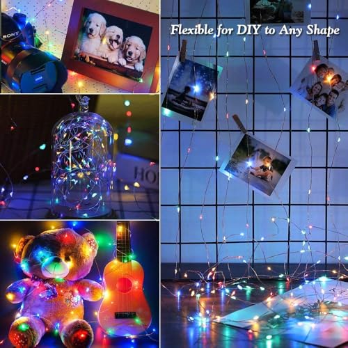 Joomer Fairy String Lights 33FT 100 LEDs Plug in Fairy Lights Indoor Copper Wire String Light DIY for Bedroom, Parties, Wedding, Christmas, Outdoor,Indoor Decoration (Multicolor, Non-Connectable) - color: Multicolor, size: 100led