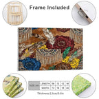 Boho Feather Fringe Art Wall Art Decor Framed 18x12 Inch, Wall Decor Poster for Bedroom Living Room Office Decor (Wooden Inner Frame) - size: 18"L x 12"W