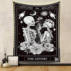 Naykow Skull Tapestries Black and White Skeleton Gothic Grunge Dark Witchy Wall Hanging Decor Tapestry for Bedroom Aesthetic Alt Room (60x90 inches vertical) - size: 90"L x 60"W
