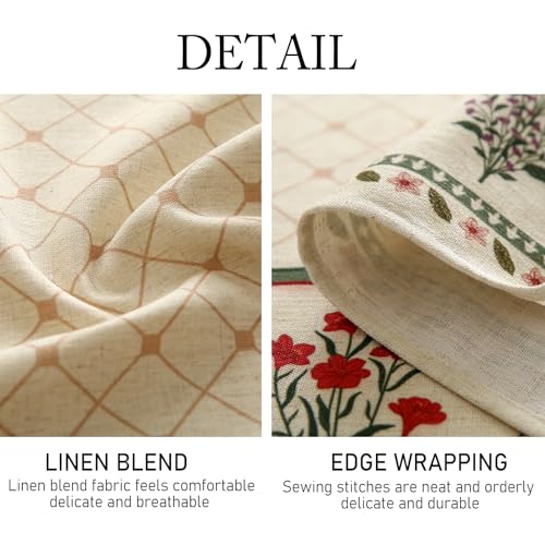 ISAENNE Designer Vintage Linen Floral Small Round Tablecloth,Fall Colorful Modern Table Cloth,Anti-Wrinkle Decor Tablecloths for Dining Thanksgiving Kitchen Christmas,Diameter 55"-Bertina E - color: Bertina E, size: 55" (Round)