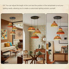 Farmhouse Rattan Pendant Light 3-Lights Woven Chandelier Boho Hanging Light Fixture Multicolor Basket Wicker Shade Rattan Chandelier for Kitchen Dining Room Living Room, DIY, Adjustable Height - color: Rattan -3-Light, Multicolor