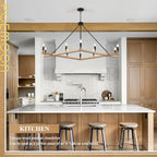 Farmhouse L53'' Wooden Square Chandelier Natural 10-Light Rustic Rectangular Candle Chandeliers Long Ceiling Pendant Lighting for Living Dining Room Foyer Kitchen Bedroom High Ceiling,E12 - color: Natural, size: 53 inches