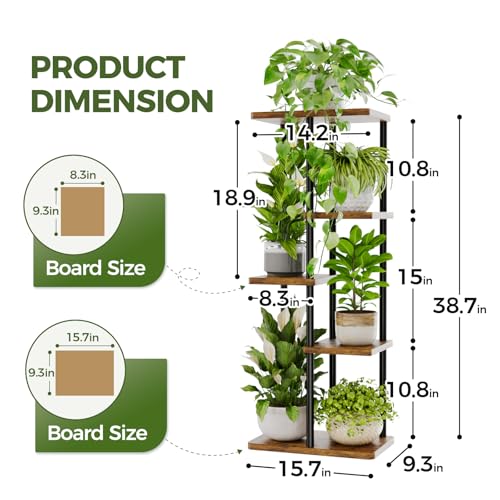 Bamworld Corner Plant Stand Indoor, 5 Tier Metal Plant Shelf for Multiple Plants, Tiered Flower Pot Stands for Patio Garden Balcony Living Room Bedroom, Brown - color: Brown, size: 5 Tier