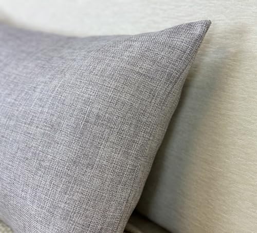Aiking Home Imitation Burlap Lumbar Pillow Cover 12x24 Inch Vintage Faux Linen Rustic Natural Look, 1 Piece Elegance Farmhouse Style Accents Pillow Case for Indoor Use, Light Grey - color: Light Grey, size: 24" x 12" (Pack of 1)