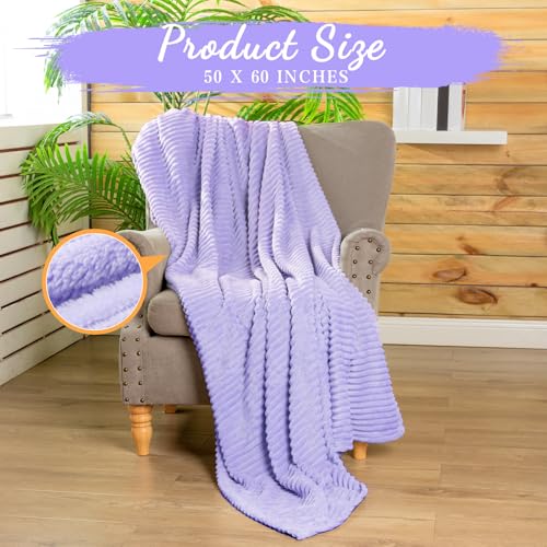 Buryeah 12 Pcs Flannel Throw Blanket Bulk 50 x 60 in Sleepover Blanket Outdoor Wedding Throw Lightweight, Oeko-tex Standard 100 Certified for Sofa Homeless Gifts (Light Purple) - color: Light Purple