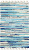 SAFAVIEH Rag Rug Collection Accent Rug - 2'3" x 5', Turquoise & Multi, Handmade Boho Stripe Cotton, Ideal for High Traffic Areas in Entryway, Living Room, Bedroom (RAR129C) - color: Turquoise/Multi, size: 2'3" x 5' (Rectangular)