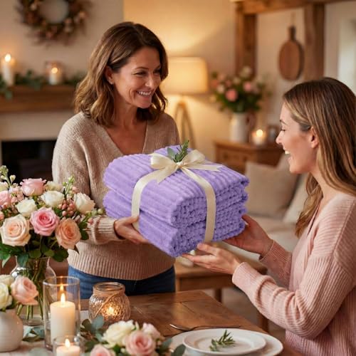 Buryeah 12 Pcs Flannel Throw Blanket Bulk 50 x 60 in Sleepover Blanket Outdoor Wedding Throw Lightweight, Oeko-tex Standard 100 Certified for Sofa Homeless Gifts (Purple Series) - color: Purple Series