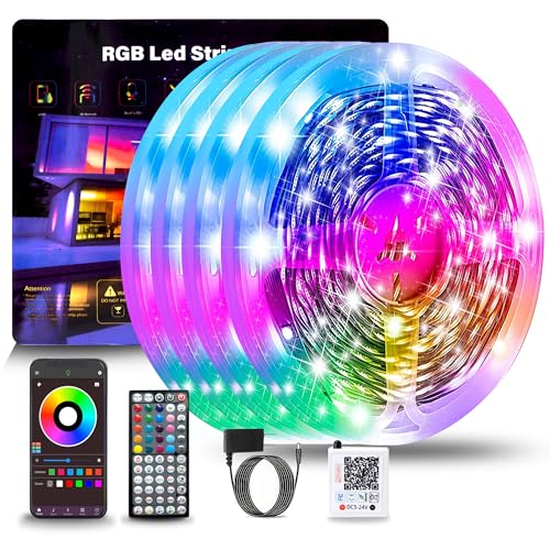 NBBUFF 390FT LED Lights for Bedroom, RGB LED Strip Lights Music Sync Color Changing Effects, DIY Cuttable Led Light Strip with Remote and App Control Led Lights for Room Decor (4 Rolls of 97ft) - size: 390 ft
