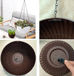 Hanging Basket Plastic Flower Pot Round Resin Garden Hanging Planter for Indoor Outdoor Plants 2 Pack Brown - color: 8 Inch Brown
