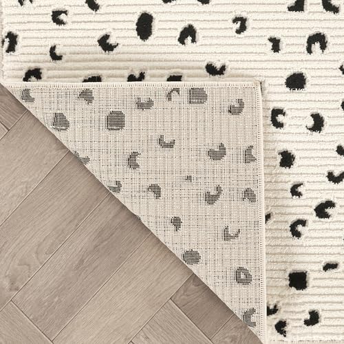 Abani Neutral Collection Cream Area Rug 8' x 10' for Living Room, Dining Room, Family Room - Modern Design - Durable & Easy to Clean - color: Black, size: 8' x 10' (Rectangular)