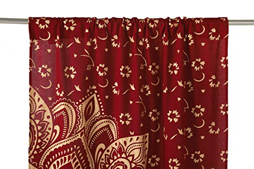 Popular Handicrafts Indian Hippie Bohemian Beautiful Ombre Maroon Color Mandala Curtain Panels Gold - color: Maroon Gold, size: 38"W x 83"L (Pack of 2)
