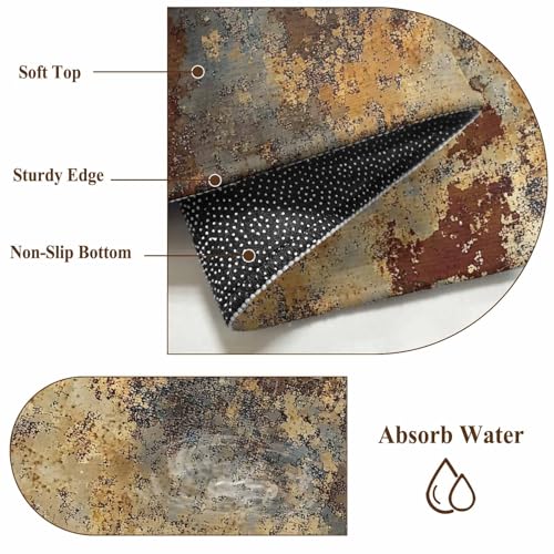 Rust Mottled Texture 2x3 Small Rug for Entryway Kitchen Front Door, Vintage Distressed Abstract Washable Throw Rug Absorbent Non-Slip Indoor Floor Mat for Kitchen Entrance Dog Home Office Decor - color: Peru, size: 2' x 3' (Rectangular)