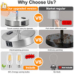 Set of 2 Grey Touch Control Table Lamps with 2 USB Ports & AC Outlet, 3-Way Dimmable Bedside Nightstand Lamps, Desk Lamp for Bedroom Living Room Nursery, 800 Lumens 5000K Daylight Bulbs Included - color: (2 Pack)Gray & Brushed Nickel(Base)-5000K Bulbs Inc