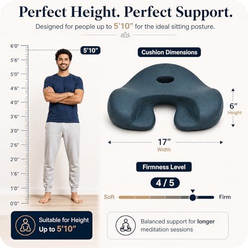 AetherForm Orthopedic Meditation Cushion – Three-Point Ergonomic Floor Seat with Tailbone Relief & Contoured Support for Mindful Sitting, Yoga, and Relaxation (Black, Large) - color: Black
