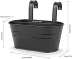 OGIMA 4pcs Hanging Flower Pots, Metal Iron Wall Planter Indoor/Outdoor for Railing Fence Balcony Garden Home Decoration with Detachable Hooks