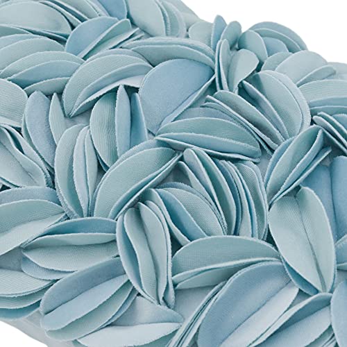 KINGROSE Handmade 3D Floral Accent Throw Pillow Case Soft Pillow Cover Gorgeous Cushion Cover for Sofa Couch Bed Home Decor 12 x 20 Inches Velvet Light Blue - color: Light Blue - Velvet