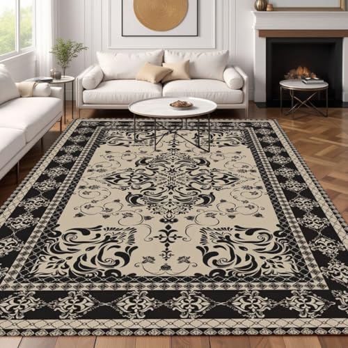 Vintage Luxury Ethnic Unique Floral Pattern Tapue Black Carpet 2x3 Contemporary Soft Durable Rugs for Living Room Bedroom Diningroom Nursery Guestroom Office Classroom Easy Clean Decor Rug - color: A, size: 2x3