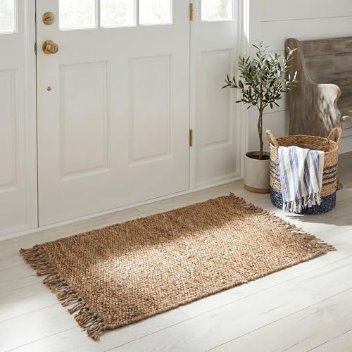 SAFAVIEH Natural Fiber Collection Accent Rug - 2'6" x 4', Natural, Handmade Boho Fringe Woven Jute, Ideal for High Traffic Areas in Entryway, Living Room, Bedroom (NF368A) - color: Natural, size: 2'6" x 4' (Rectangular)