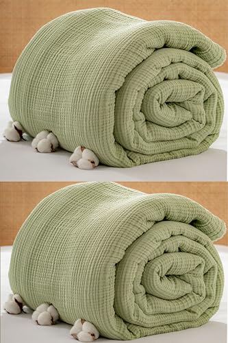 Muslin Blanket - Pure 100% Turkish Cotton Airy Soft Light Versatile Gauze Throw Blanket for Bed, Couch, Sofa (Sage Green, Twin XL Size (71" x 95" inch)) - color: Sage Green, size: Twin XL Size ( 71" x 95" inch )
