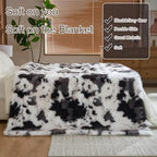 Luxury Fluffy Faux Fur Throw Blanket,Thick Fluffy Silky Fuzzy Cozy Blanket,Plush Blankets for Couch, Sofa, Chair, Bed-Black&Grey Cow-50 * 60inch - color: Black&grey Cow, size: Throw (50" x 60")