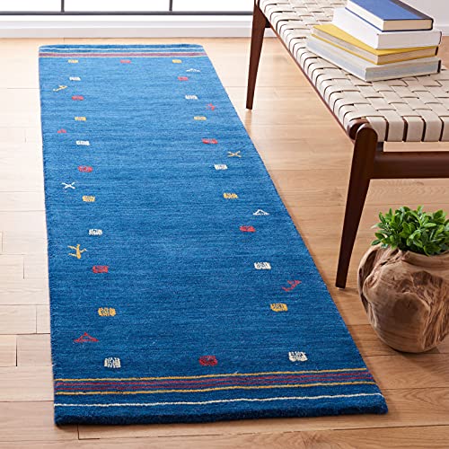 SAFAVIEH Himalaya Collection Runner Rug - 2'3" x 6', Blue, Handmade Boho Tribal Wool, Ideal for High Traffic Areas in Living Room, Bedroom (HIM563M) - color: Blue, size: 2'3" x 6' (Runner)