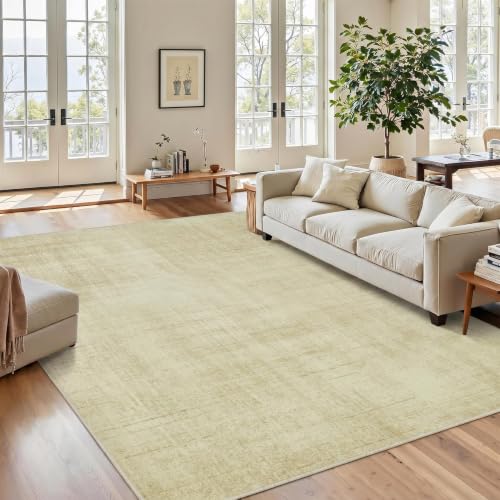 Joydeco 6x9 Area Rugs Classic for Living Room, Beige | Non Slip Machine Washable Low Pile for Bedroom Dining Room Home Office Pet & Child Friendly - color: Beige, size: 6' x 9' (Rectangular)