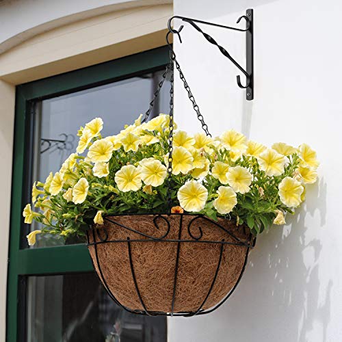 AMAGABELI GARDEN & HOME 4 Pack Hanging Plant Brackets Outdoor 10 inch Metal Fence Wall Plant Hanger Hooks for Hanging Flower Baskets Bird Feeders Lanterns Wind Chimes Rust-Resistant Black - size: 10 Inch, style: 4-Pack Twist Hook 2