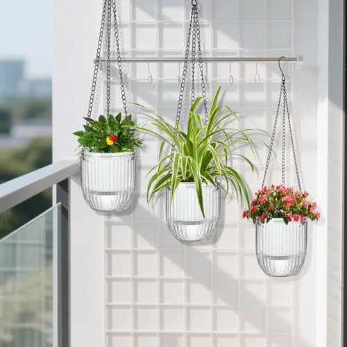 Self-Watering Hanging Planter for Indoor Plants - Easy Care, Long Lasting - Perfect for Herbs, Succulents, and More (White Transparent) - color: White Transparent