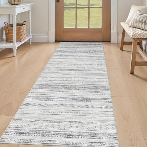 Tortania Area Rug 2x6 Runner Rugs - Washable Soft Neutral Boho Moroccan Farmhouse Rug Indoor Floor Carpet for Living Room Bedroom Kitchen Entryway Under Dining Table Home Office Decor - Grey - color: Grey, size: 2' x 6' (Runner)