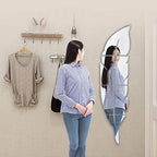 LZYMSZ 3D Acrylic Mirror Wall Decor Stickers, Feather Shaped DIY Self-Adhesive Wall Art Decals, Home Decorations for Living Room Bedroom Bathroom Office Kids Room(Silver