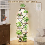 Indoor Plant Stand with Grow Lights, 8 Tiered, 59.5" Tall | Plant Shelf, Flower Holder, Heavy Duty Anti-rust Iron Pipes, Water-resistant & Anti-corrosive Wood, Auto Timer