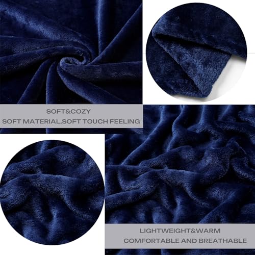 Fleece Plush Throw Blanket Navy Blue(50 by 60 Inches),Super Soft Fuzzy Cozy Flannel Blanket for Couch Sofa.Microfiber Blanket Lightweight - color: Navy Blue, size: Throw(50"×60")