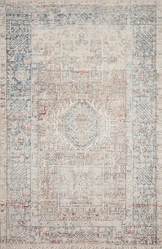 Loloi Chris Loves Julia Jules Collection JUL-07 Natural/Ocean 7'-6'' x 9'-6'', .13" Pile Height, Area Rug - color: Natural / Ocean, size: 7'6" x 9'6" (Rectangular)