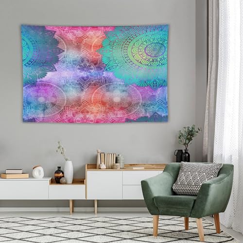 HZOHNAGO Mandala Tapestry Abstract Colored Geometry Pattern Printed Wall Tapestry Watercolor Abstract Wall Hanging for Bedroom Living Room Dorm 90" W x 60" H - color: Style-6, size: 90"L x 60"W