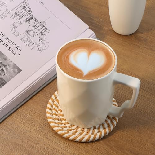 Coasters Set of 4 for Drinks, Cotton Woven 4 Colors Absorbent Boho Coasters for Home Decor Cups - Hot or Cold Drink Thickened (White) - color: White