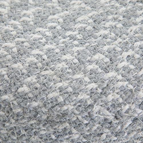 SIMPLIHOME Bayley Round Pouf - 20 inch Wide Handcrafted Braided Cotton Pouf in Blue and Natural, Boho Footstool or Extra Seating for Living Room or Bedroom with Polystyrene Filling, Assembled - color: Blue, Natural