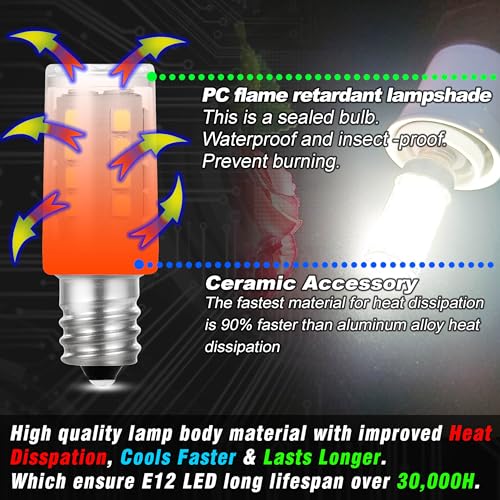 Dryer Light Bulb 120V 10W 25W 40W Equivalent WE05X20431 WP22002263 Appliance Bulb E12 Candelabra Base 2W 300lm 6000K Daylight White for Dryer Drum Water Ice Dispenser Refrigerators Bulb, 2 Pack - color: 6000k Daylight White, size: 2 Watt-Non-dimmable-2 Pa