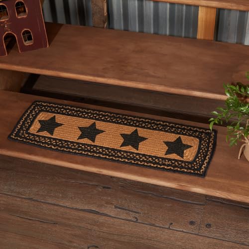 VHC Brands Farmhouse Primitive Jute Black Thanksgiving Stair Tread Stencil Stars Rect Latex 8.5"x27" - size: 3" x 2" (Rectangular)