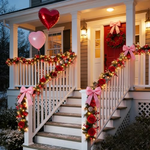 LAMPHOME 100 Count Red Clear Valentine Lights, Connectable 20ft Valentine Room Lights, Plug in Pink Christmas String Light Indoor Outdoor for Christmas Bedroom Valentines Party - color: Red and Clear-White Wire