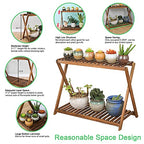 Wooden Plant Stand Indoor 2 Tier Narrow Plant Stand Outdoor Plant Shelf Display Rack Corner Flower Rack Stand for Living Room Garden Patio Balcony (X-Cross Design)