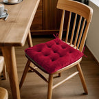 ELFJOY 4 Pack Chair Cushions for Dining Chairs Chair Pads Cushion for Kitchen Office Tufted Square Seat Cushion with Ties (16" Burgundy Velvet) - color: Burgundy Velvet