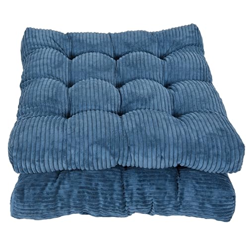 Meditation Floor Pillow Set of 2,Memory Foam Meditation Floor Cushions for Adults Sitting, Large Square Thickened Seat Cushion for Yoga, Tatami Living Room (2, Navy) - color: Navy