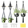 4 Pack Macrame Plant Hangers Indoor Up to 10 inch Pot, Boho Hanging Planters, Plant Holder with 8Pcs Stainless Steel Hooks(4Pcs Black Hanger) - color: 4pcs Black Hanger