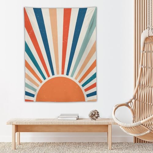 Rainbow Tapestry,Vintage Style Sunrise Minimal Design Geometric Tapestry Wall Hanging Home Décor for Bedroom Living Room Wall Décor W30" x 40"H - color: Bohemian Style_03, size: 40"L x 30"W