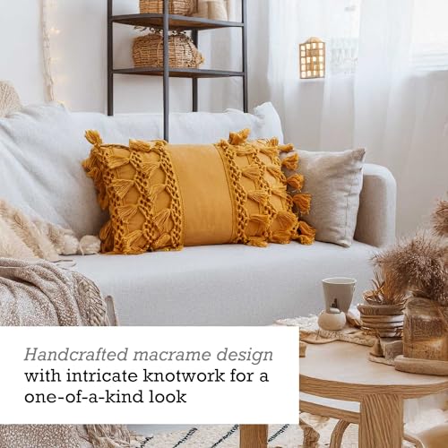 RAJRANG Artisan Gold Lumbar Sofa Pillow Cover - Cotton Rectangle Throw Pillow Covers 20x12 in for Couch, Sofa, Living Room Decor - color: Artisan"s Gold, size: 20" x 12" Rectangular