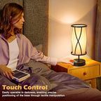 Distressed Table Lamps for Living Room, 3 Way Dimmable Touch Lamps, Small Bedside Lamps with LED Bulbs, USB Ports C+A, Nightstand Lamp for Kids Room, Bedroom, Office (1 Pack Iron) - size: 1 Pack Iron
