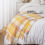 BATTILO HOME Yellow Plaid Throw Blanket for Couch - Plaid Throw Blanket Buffalo Plaid Blankets - Lightweight Farmhouse Outdoor Spring Summer Throw Blankets for Bed, Sofa (50"x60") - color: Yellow Plaid