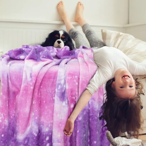 MACEVIA Tie Dye Galaxy Throw Blanket for Couch, Dreamy Purple Starry Sky Blankets and Throws, Cozy Soft Fleece Flannel Plush Blanket for Sofa Bed 260GSM, Suitable for All Seasons (Galaxy, 50"x60") - color: Purple Galaxy, size: Flannel Fleece (50x60 IN)